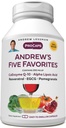 ANDREW LESSMAN Andrew's Five Favorites 240 Κάψουλες - Παρέχει 200mg κάθε ένα από Coenzyme Q-10, Resveratrol, EGCG, Ρόδι και άλφα Lipoic Acid, Ισχυρή Αντι-Οξυγόνο Υποστήριξη, Δεν Πρόσθετα