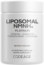 Codeage Liposomal NMNH Platinum - 500 mg NMNH Supplement, NAD+ Precursor with Quercetin, Pterostilbene, Apigenin, Active B Vitamins B2 Riboflavin & Vitamin B12 Methylcobalamin - Non-GMO - 60 Capsules