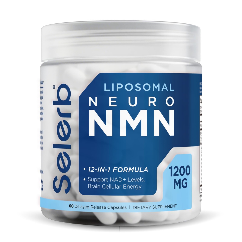 NMN Supplement Liposomal Neuro NMN with Resveratrol, TMG, Quercetin, CoQ10, Rhodiola, NAC, Astaxanthin & Magnesium NAD+ Precursor Supports Brain Cellular Energy & NAD+ Levels | 60 Delayed Release Caps