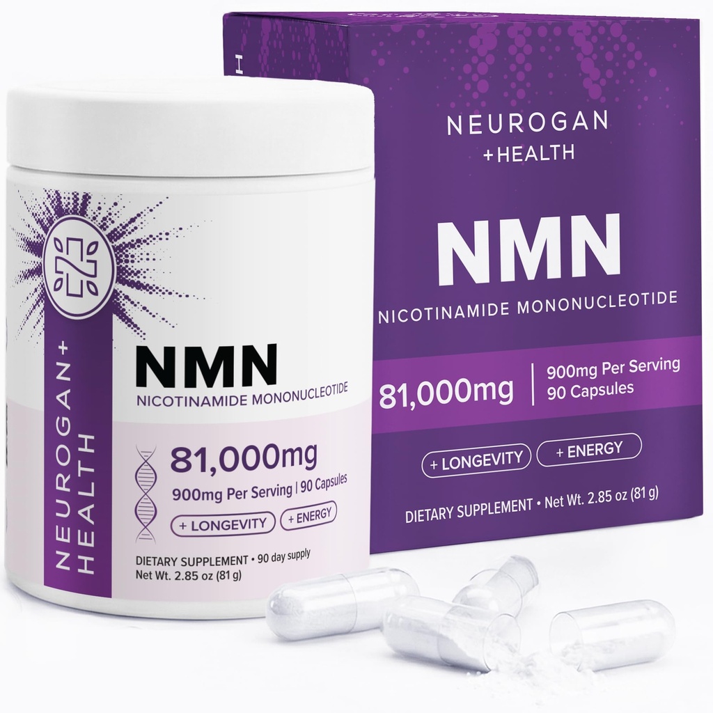 Neurogan Beta NMN (β-NMN) Supplement – 900 mg per Serving, 99.6% Purity – NAD+ Precursor for Cellular Energy & Vitality – 90 Capsules (3-Month Supply) – Made in USA