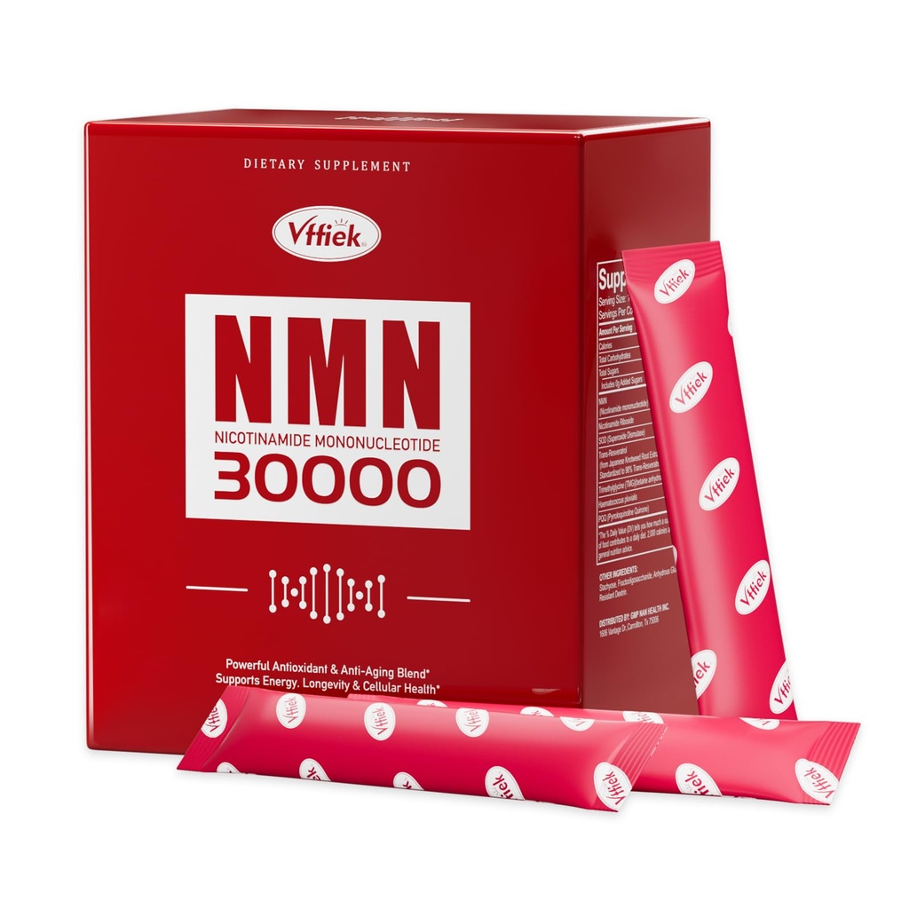 NMN Supplement 30,000 mg Contains TMG, Resveratrol, NR-Ribose, and PQQ Suitable for Men and Women Natural NAD+ Anti-Aging, Cellular Energy, Enhanced Focus - One-Month Supply