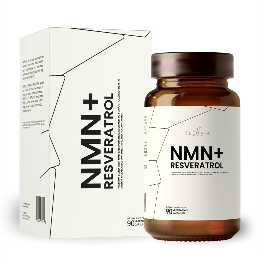 Premium NMN Supplement with Resveratrol – High Potency NAD+ Support Formula – >99.7% Purity – Third-Party Tested – Made in USA – 500mg Nicotinamide + 100mg Resveratrol – 90 Capsules