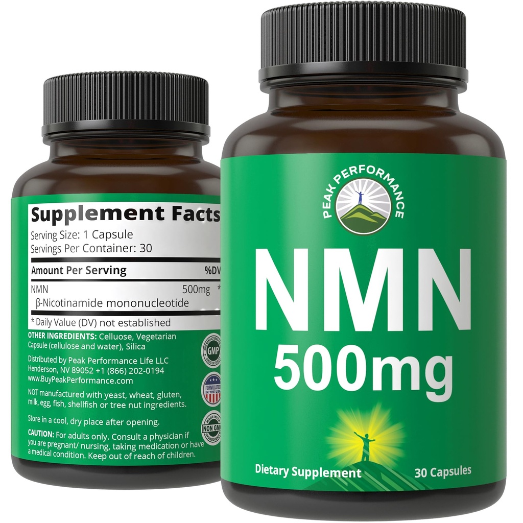 NMN Supplement Ultra High Strength Stabilized Nicotinamide Mononucleotide 500mg Per Capsule. 2 Capsules = 1,000mg of NMN. Boost NAD Levels. Healthy Aging NAD+ Supplements for Men and Women