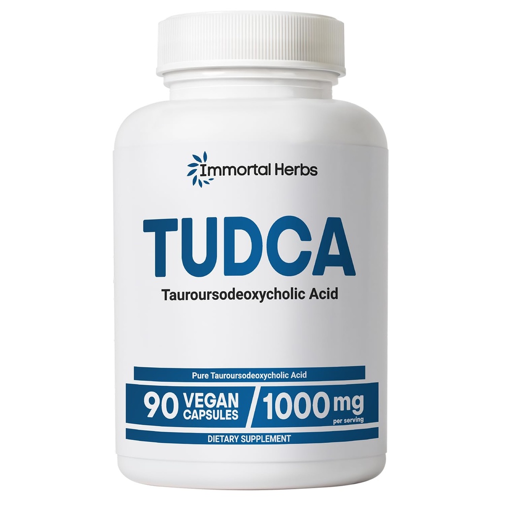TUDCA Supplement 1000mg, Tauroursodeoxycholic Acid Bile Salts, 90 Vegan Capsules, Non-GMO & Gluten Free Formula TUDCA Powder Capsules