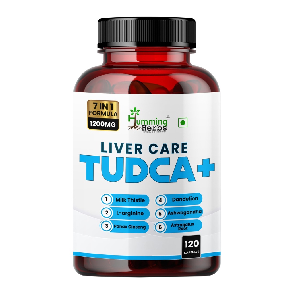 Humming Herbs TUDCA Supplement 7in1 Complex with Milk Thistle, L-Arginine, Ashwagandha, Dandelion, Astragalus Root 120 Capsules
