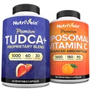 Nutrivein Premium TUDCA Supplement & Vitamin C Capsules Bundle: High-Absorption TUDCA+ & Liposomal Vitamin C Supplement Pair for Whole-Body Wellness, Detox, & Vitality