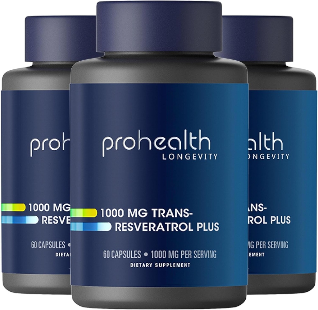 ProHealth Trans Resveratrol Plus 1000mg. Κόσμοι πιο ερευνητικό Trans-Res συμπλήρωμα. Γιατρός Formulated with Quercetin & BioEnhancers for Max Potency. Το εργαστήριο εξέτασε 98% καθαρό. 30 εξυπηρετήσεις (3 πακέτο)