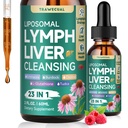 23-in-1 Liposomal Lymphatic Drainage Drops, Liver Cleanse Detox & Repair with Echinacea, TUDCA, Choline, L-Glutathione, Burdock for Lymphatic Support, Liver & Immune Health, 2 fl oz Supplement