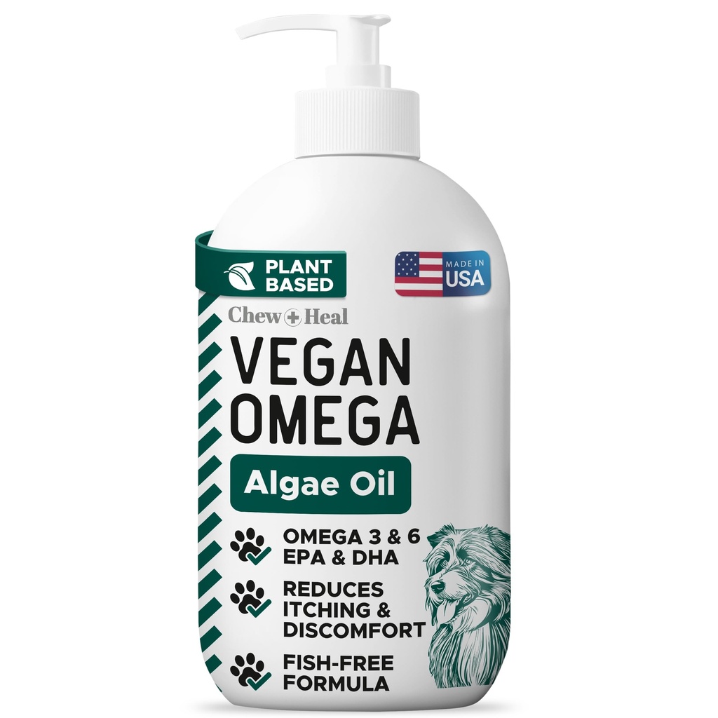 Vegan Omega 3 Oil for Dogs - 8 oz of Fish Free Algae Oil for Healthy Skin and Coat - Made with Omega 3 and 6 Fatty Acids, EPA, DHA, and DPA - Made in the USA