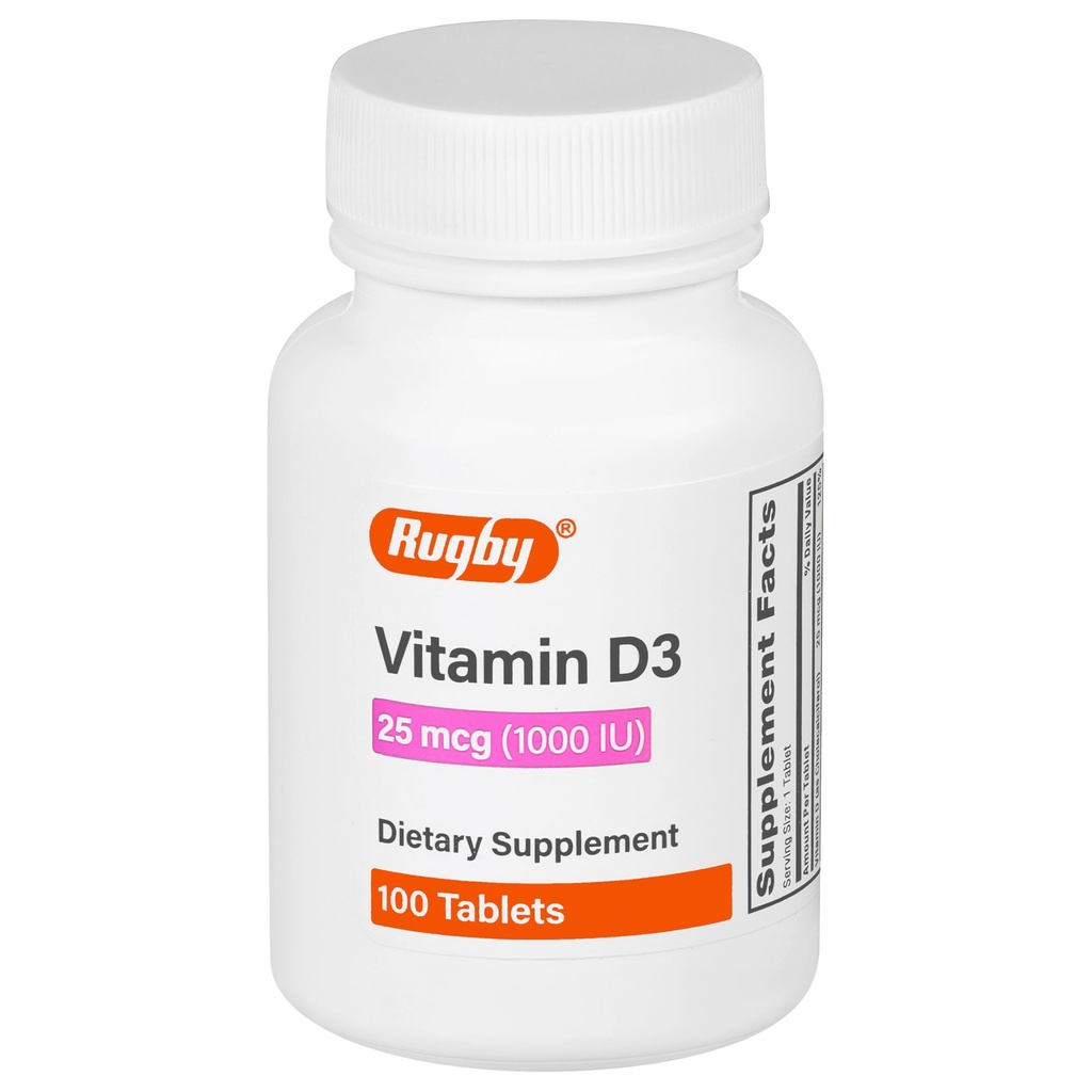 Rugby Vitamin D3, 25 mcg (1. 000 IU) - Συμπλήρωμα διατροφής - 100 δισκία (1 Συσκευασία)