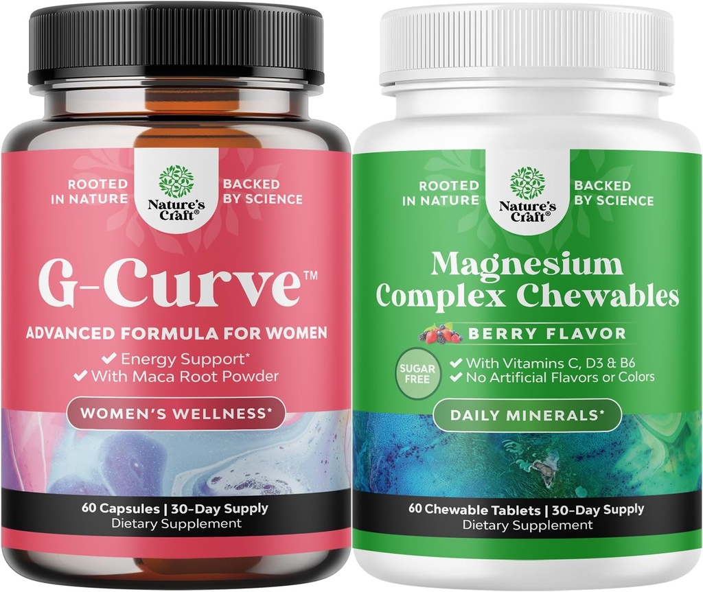 Τσάντα G-Curve Butt & Breast Enhancement με Saw Palmetto Extract Horny Goat Weed for Women and Sugar Free Μαγνήσιο Γλυκινικό Μασώμενο με Taurate & Citrate Complex Plus Βιταμίνες D3 B6 & C