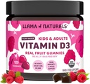 Llama Naturals Βιταμίνη D3, Vegan, συμπλήρωμα οργανικής ανοσοποιητικής υποστήριξης, Βιταμίνη D Gummies για ενήλικες και παιδιά, πραγματικό χυμό φρούτων, προάγει την υγεία των οστών, χωρίς προσθήκη ζάχαρης ζαχαροκάλαμου, σμέουρων, 120 Ct