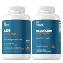 Dr. Tobias AKG Supplement & Magnesium Bisglycinate - Υποστήριξη Ενεργειακά Επίπεδα, Μυϊκά, Νεύρα & Υγεία των Οστών με Μαγνήσιο υψηλής απορρόφησης και Βιοδιαθέσιμο AKG, Vegan, Μη ΓΤΟ