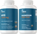 Dr. Tobias AKG Supplement & Magnesium Bisglycinate - Υποστήριξη Ενεργειακά Επίπεδα, Μυϊκά, Νεύρα & Υγεία των Οστών με Μαγνήσιο υψηλής απορρόφησης και Βιοδιαθέσιμο AKG, Vegan, Μη ΓΤΟ