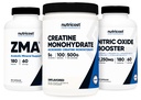 Nutricost Creatine 500 γραμμάρια, Nitric Oxide 180 κάψουλες, και ZMA 180 κάψουλες Bundle