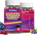 2 Πακέτο Quercetin Gummies 1200MG, Κουερσετίνη Gummies με Bromelain, ψευδάργυρο βιταμίνη C, ανοσοποιητικό σύστημα Vegan Gummy για ενήλικες & Kid, 120 Vegan