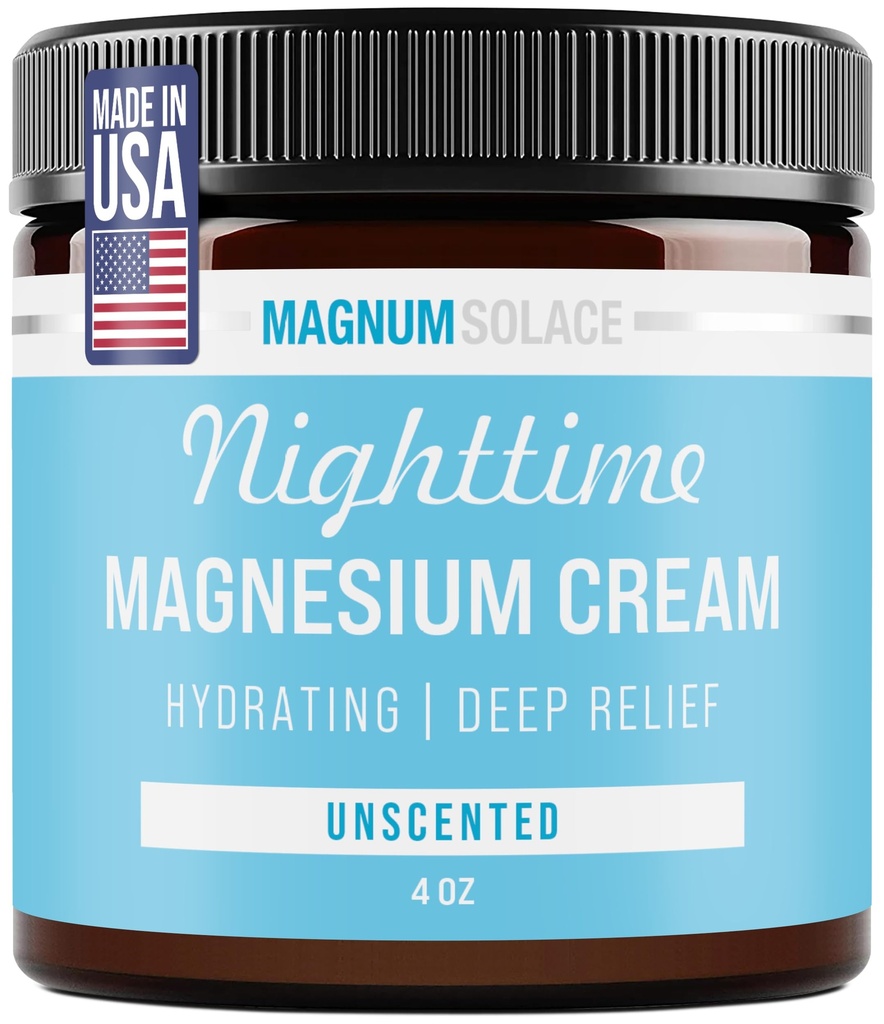 Magnum Solace Magnesium Lotion – Ενυδατική κρέμα νυκτός Εφαρμογή στα πόδια, τα χέρια ή το στήθος - Topical Chloride USA Made and Safe for Kids (Αρωματισμένο)