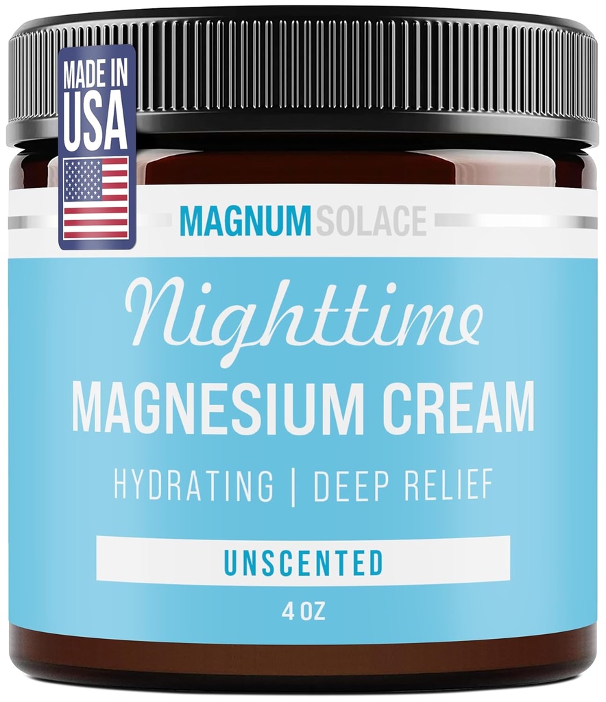 Magnum Solace Magnesium Lotion – Ενυδατική κρέμα νυκτός Εφαρμογή στα πόδια, τα χέρια ή το στήθος - Topical Chloride USA Made and Safe for Kids (Αρωματισμένο)