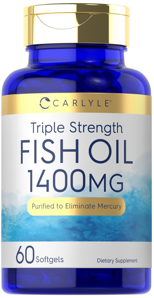 Carlyle Omega 3 Fish Oil 1400 mg | Triple Strength | 60 Softgels | High Potency with EPA & DHA | Non-GMO, Gluten Free Supplement
