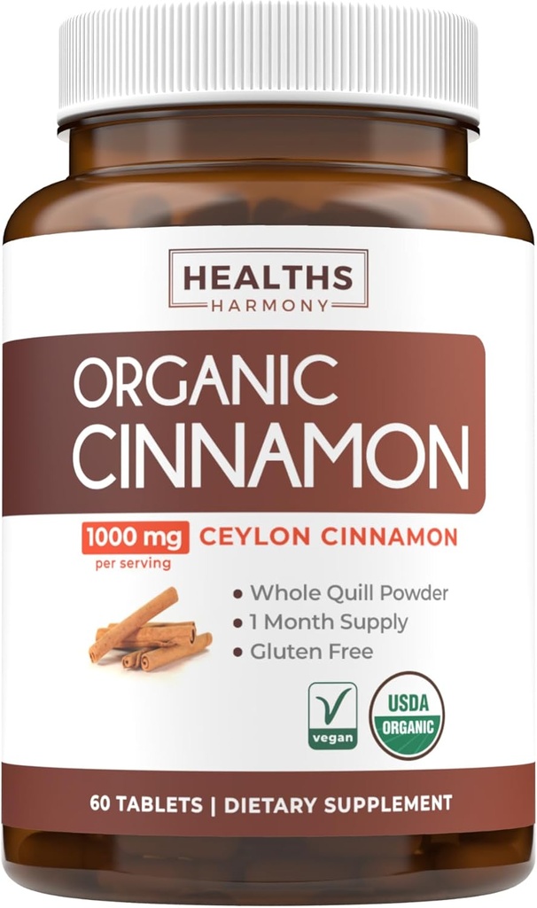 USDA Organic Ceylon Cinnamon Pills - Υψηλής ισχύος Ceylon Cinnamon συμπλήρωμα με 1000mg ανά υπηρεσία για πλήρη υποστήριξη αντιοξειδωτικών - Vegan Non-GMO cGMP Made & Lab Επαληθευμένο (1 Μήνας Προσφορά)