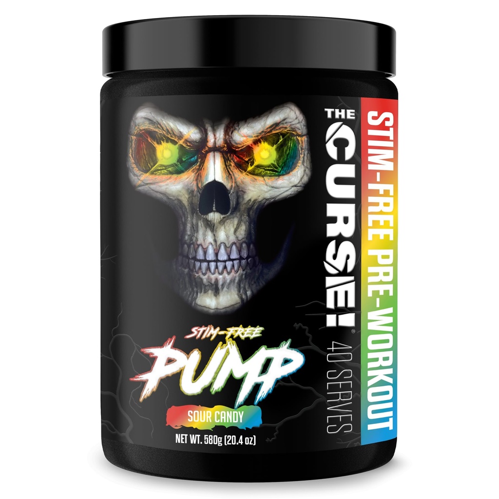 JNX ΑΘΛΗΤΙΚΗ Η Κατάρα! Pump Pre Workout Powder - Stim-Free Pre Workout – Caffeine Free, L-Citrulline,Beta-Alanine & Nitric Oxide Booster (Sour Candy, 40 Servings)