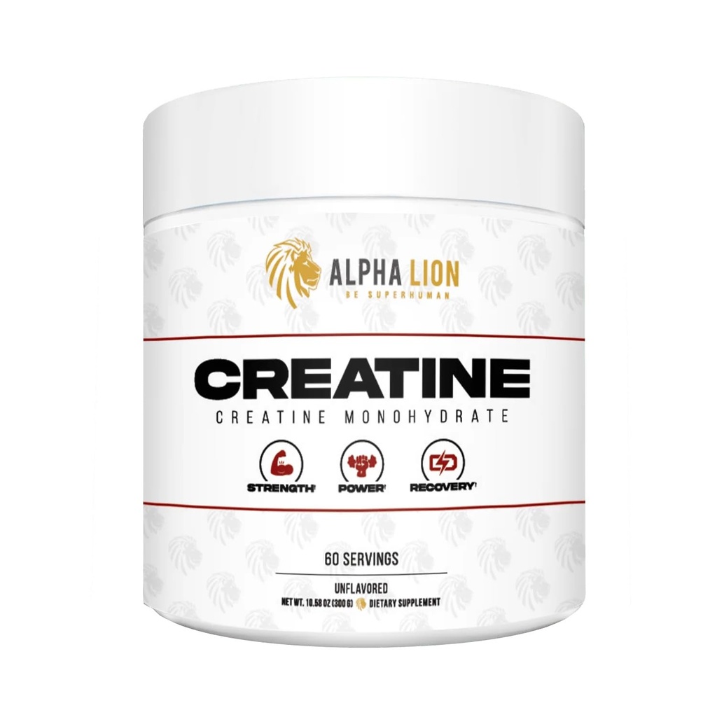 ALPHA LION Creatine Monohydrate Powder, 5000mg ανά υπηρεσία (5g), υποστηρίζει μυϊκή δύναμη, δύναμη, αθλητική απόδοση, Pure Creatina Monohydrata en Polvo συμπλήρωμα (60 εξυπηρετούν, χωρίς γεύση)