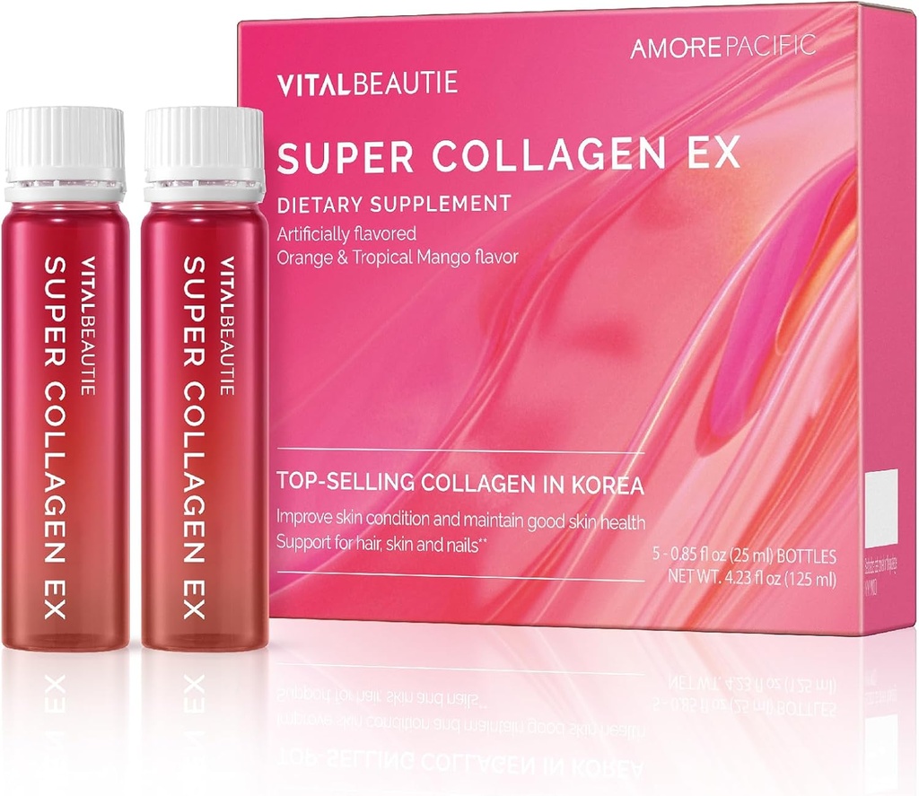 VITALBEAUTIE Super Collagen EX (Liquid Marine Collagen) Containing Biotin, Vitamin C, Hyaluronic Acid, L-Glutathione by AMOREPACIFIC Korean Skincare - 5 Servings