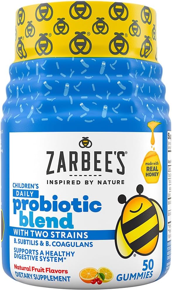 Daily Probiotic Blend Gummies Zarbee's Kid's Kid's Daily Probiotic Blend with 2 Strains for Digestive Support; Easy To Chew; Gluten-free & Drug-Free; Ηλικίες 2+; Φυσικές Γεύσεις Φρούτων; 50 Count