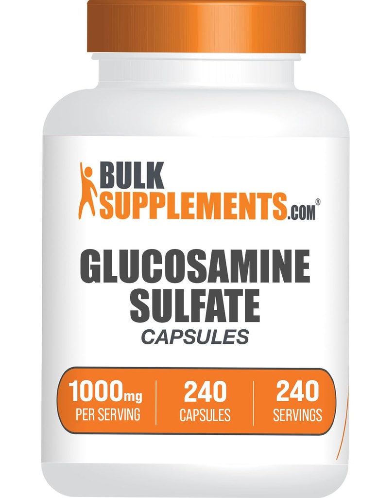 BulkSupplements.com Glucosamine Sulfate Capsules - Glucosamine Supplement, for Joint Support - Glucosamine Sulfate 1000mg, Gluten Free, 1 Capsule per Serving, 240 Capsules (Pack of 1)