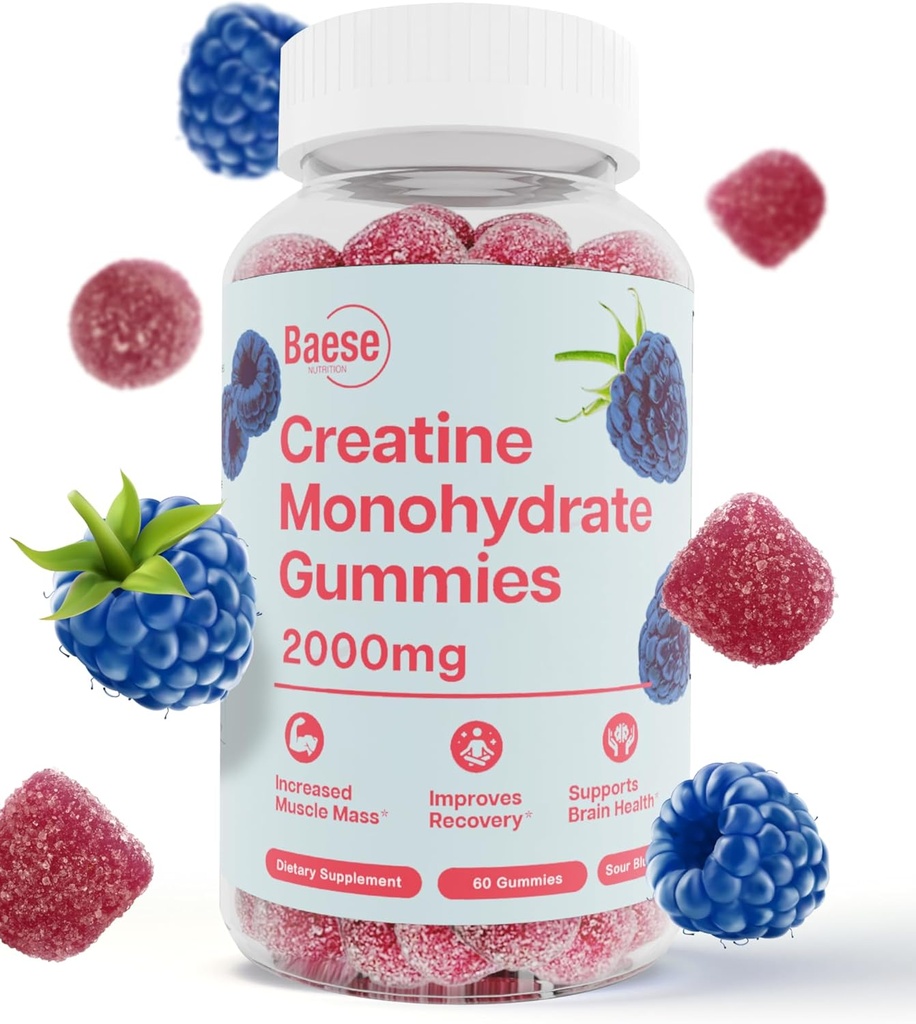 Creatine Monohydrate Gummies για άνδρες και γυναίκες - Υψηλή καθαρότητα Sour Blue Raspberry - Μασώμενα Creatine Infused Gummy για μυϊκή δύναμη & ενίσχυση της ενέργειας, Βιοδιαθέσιμο συμπλήρωμα προ της προπόνησης