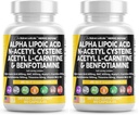 Alpha Lipoic Acid 600mg N-Acetyl Cysteine 600mg Acetyl L-Carnitine 500mg Benfotiamine 300mg - Nerve Support Supplement for Women and Men with Vitamin B1 B6 & B12 - Made in USA 90 Caps (Pack of 2)