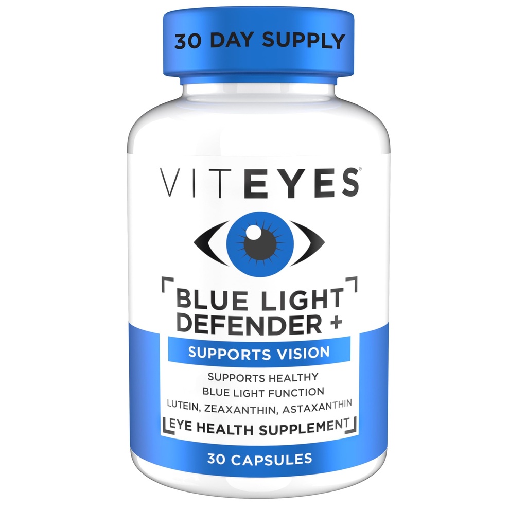 Viteyes Blue Light Defender+ Supplement Capsules, Dietary Safeguard from Harmful Blue Light, 30 Capsules
