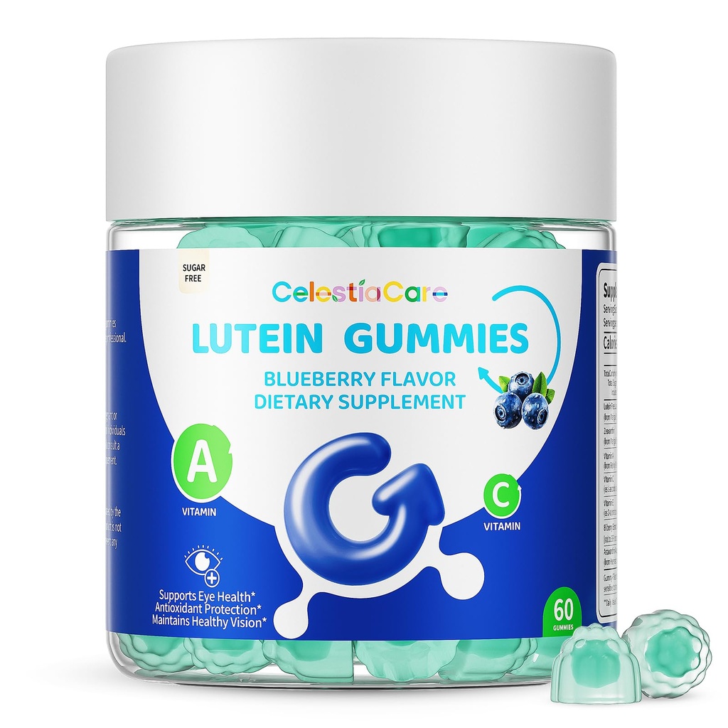 Lutein and zeaxanthin Eye Vitamins Gummies, Bilberry, Astaxanthin, Eye Vitamins for Kids and Adult Vision&Blue Light Support, Overall Eye&Macular Health-60 Count