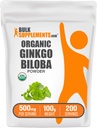 BulkSupplements.com Organic Ginkgo Biloba Powder - from Ginkgo Biloba Leaf, Herbal Supplement - Vegan & Gluten Free, 500mg per Serving, 100g (3.5 oz) (Pack of 1)