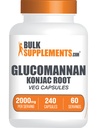 BulkSupplements.com Κάψουλες γλυκομαννάνης - ως εκχύλισμα ρίζας Konjac, συμπληρώματα γλυκομαννάνης, συμπλήρωμα βοτάνων - Χωρίς γλουτένη, 4 κάψουλες ανά υπηρεσία, 240 Count (Pack of 1)