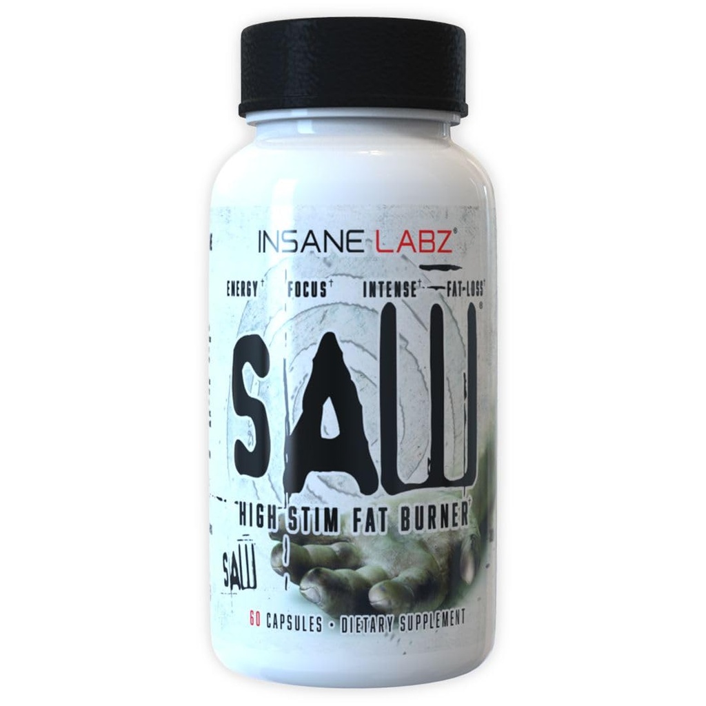 Insane Labz Saw®, High Potency Fat Burner, Θερμογόνο συμπλήρωμα απώλειας βάρους και όρεξη καταπιεστικό με L-Τυροσίνη, Yerba Mate, GABA και Alpha Yohimbine, 60 Srvgs