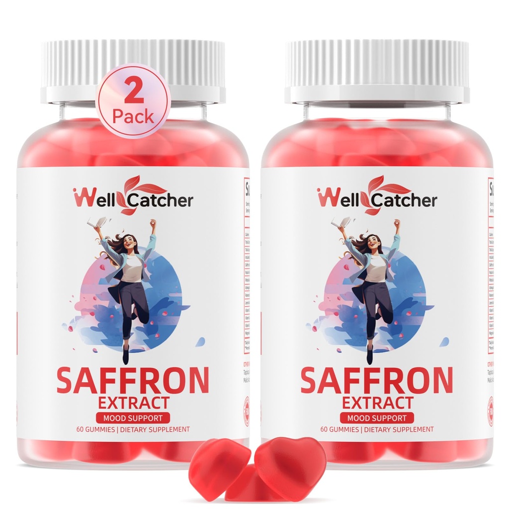 Saffron Gummies for Adult Kids - Βιολογικό συμπλήρωμα εκχυλίσματος Saffron για άνδρες Γυναίκες Ζάχαρη Δωρεάν για την ισορροπία Mood Υποστήριξη για τον ύπνο Μεταβολισμός με βιταμίνες Μη ΓΤΟ Φράουλα Γεύση 60 ημέρες προσφοράς
