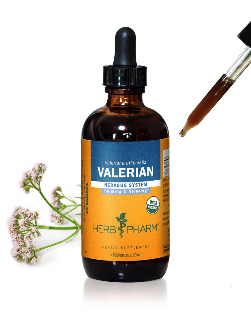 Βότανο Pharm Certified Organic Valerian Root Liquid Extract για χαλάρωση και ξεκούραστο ύπνο, οργανικό αλκοόλ από ζαχαροκάλαμο, 4 ουγγιά