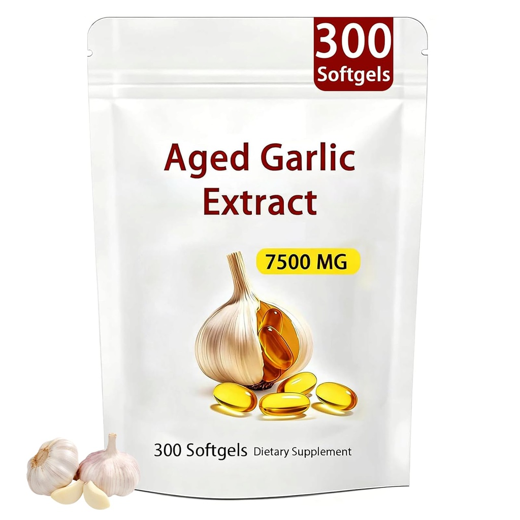 Elare Aged Garlic Extract, 300 Count 7500mg Odorless Organic Garlic Supplement for Heart & Immune Support, 2 Years Aged Garlic Extract, Vegetarian, Non-GMO, All-Natural, Antioxidant Wellness (1)