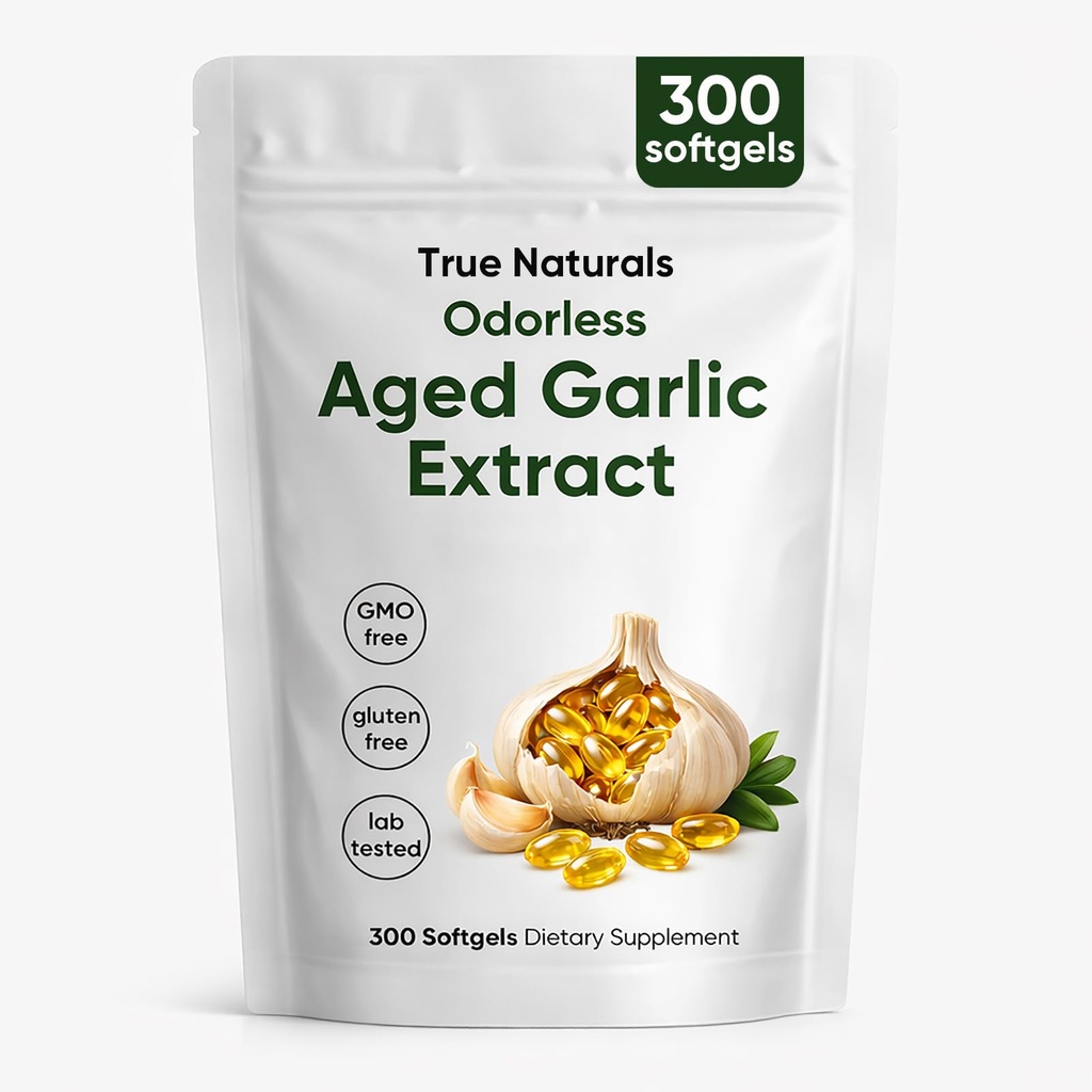 Aged Garlic Extract - 300 Softgels, Odorless, Organic Garlic Supplement, 2-Year Matured for Heart, Immune & Antioxidant Support, Non-GMO, Gluten Free, Vegetarian (1)