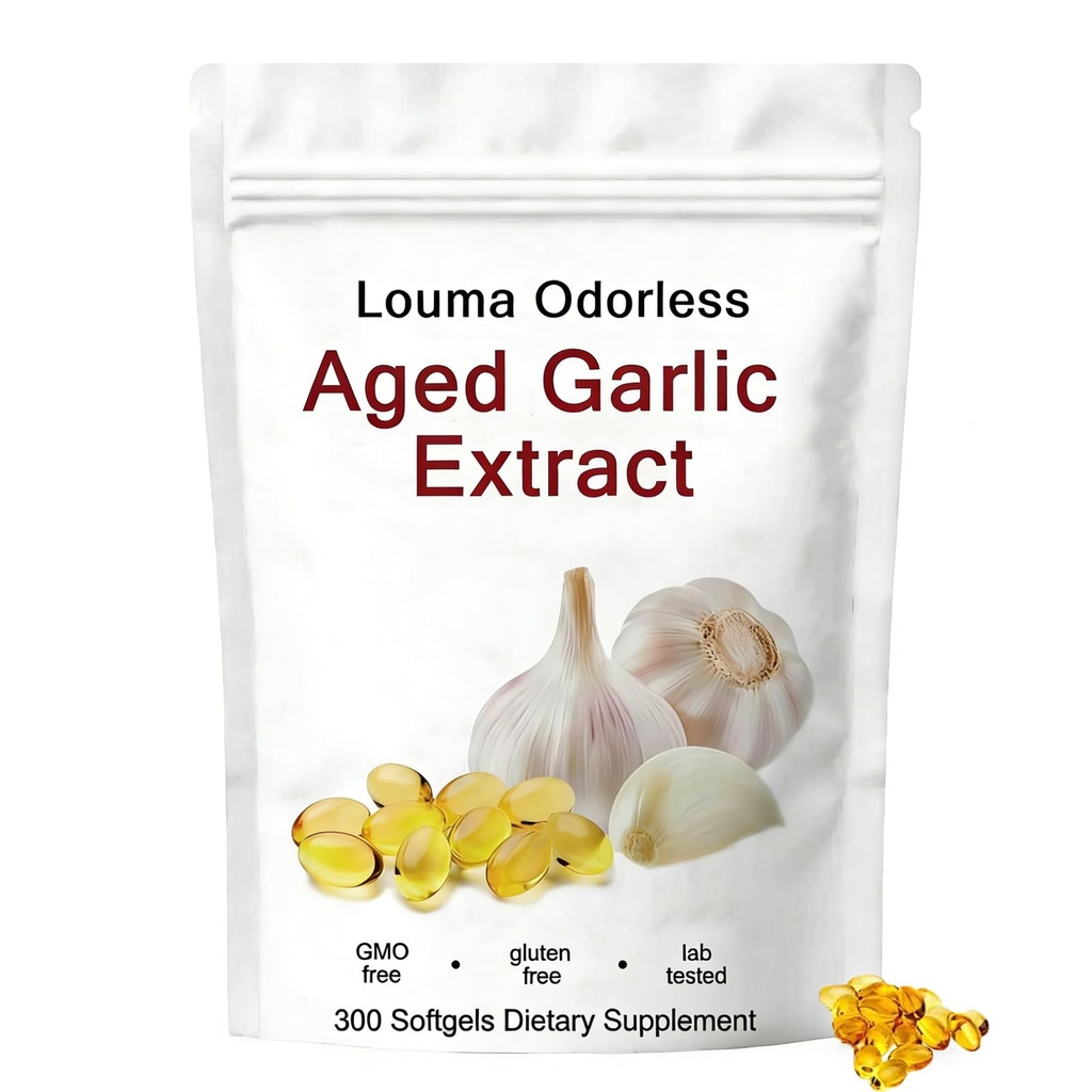 1PCSLouma Odorless Aged Garlic, Aged Garlic Extract - 300 Count,24 Month Organic Aged Garlic Supplement- Non-GMO,Vegetarian (1PCS)
