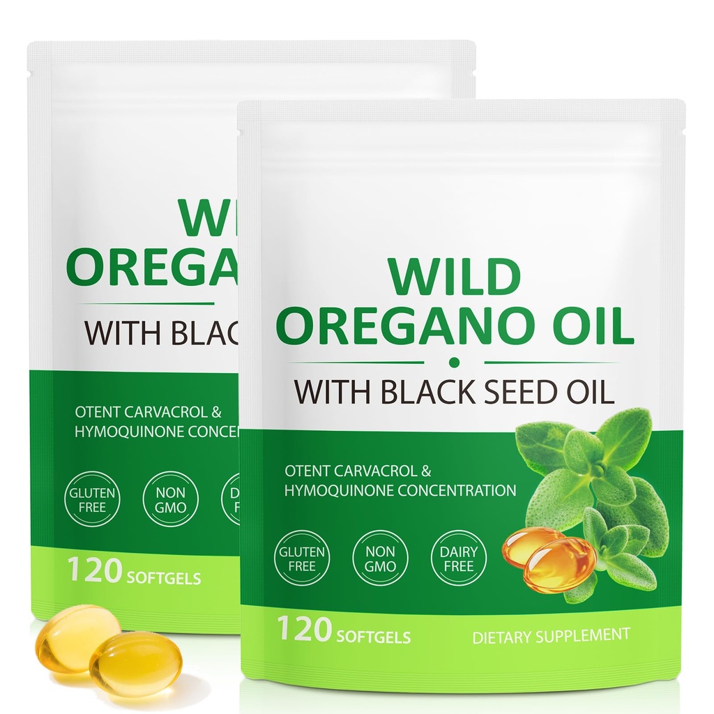 Λάδι ofγανης Softgels 6000mg, 2 in 1 Formulated with Black Seed Oil 200mg, Immune Support, Organo Oil Caps Organic, Natural Defense Supplement, Non-GMO, Easy to Swallow, 240 Softgels