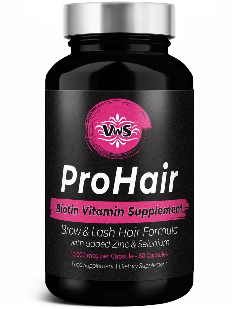 VWS Biotin 10.000 mcg Συμπλήρωμα διατροφής w/Zinc & Selenium για την προώθηση της παχιά ανάπτυξη των μαλλιών, ισχυρότερα νύχια & υγιή δέρμα για γυναίκες και άνδρες, 60 κάψουλες Vegan