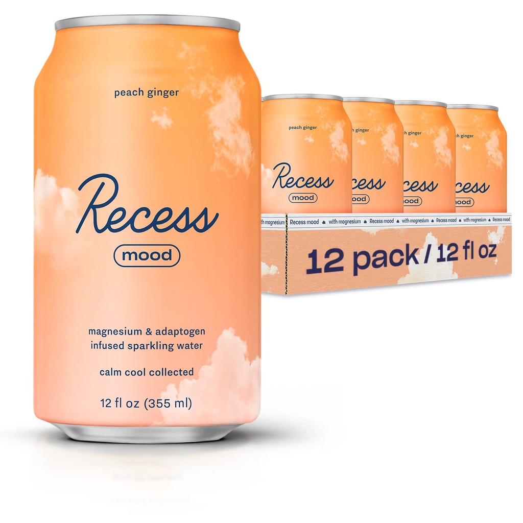 Ανάπαυλα Μαγνήσιο Διασποράς & Adaptogen Drink, Relaxation Beverage, 12 Ουγγιά (Peach Ginger, 12 πακέτο)