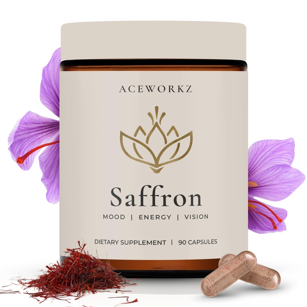 ACEWORKZ Appetite Suppressant for Weight Loss – Organic Saffron Extract with BioPerine® for Enhanced Absorption – Supports Energy & Mood (90 Capsules)