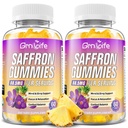 2 Pack Saffron Gummies for Kids & Adults, 10-in-1 Saffron Supplements with 88.5mg Saffron Extract Support Calm Mind & Focus & Zzz, Sugar Free, Pineapple Flavor, 120 Count