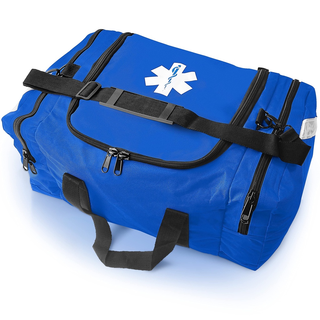 ASA TECHMED Large EMT First Responder Trauma Medical Bag Empty for Home 21x12x9 Inches, Office, School, EMTs, Paramedics, First Responders, Blue