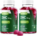 Viteey Zinc Gummies για άνδρες και γυναίκες - Συμπληρώματα ψευδαργύρου 30mg - Ανοσοποιητική ενίσχυση & Υγεία του δέρματος - Vegan, Χωρίς γλουτένη - 120 Count