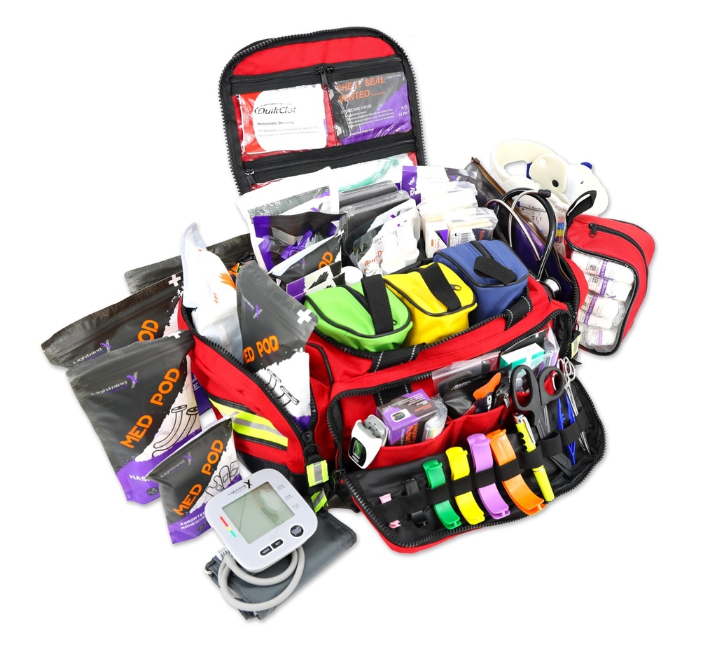 Lightning X Premium Stocked Modular EMS/EMT Trauma First Aid Responder Medical Bag + Kit