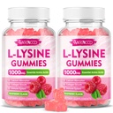 2 Συσκευασία L-Lysine 1000mg Gummies, Lysine συμπλήρωμα για ενήλικες & παιδιά, Essential Amino Acid για τα χείλη & στοματική υγεία, ενίσχυση ανοσοποιητικό & κολλαγόνο & ασβέστιο, ζάχαρη-ελεύθερο, σμέουρο άρωμα, 120 Count